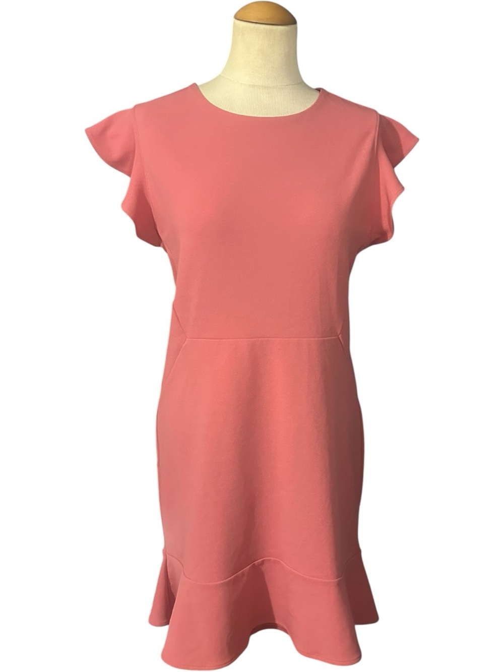 Express Fit Flare Flutter Cap Sleeves Flounce Hem Peach Size 10